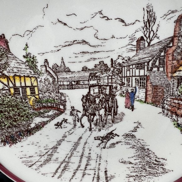 Vernon Kilns Bits of Old England Collectible Plate Number 3 Village Scene 8.25" - Picture 3 of 6